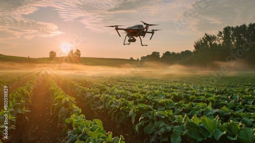 Farmer inspecting crops with drone