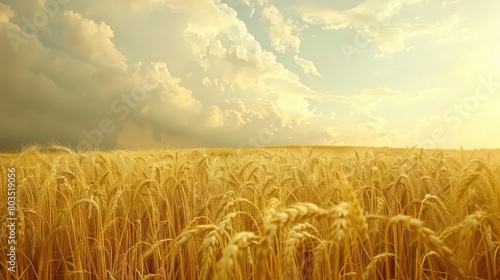 Wheat field with stunning cloudy sky