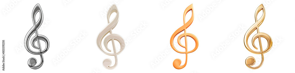 Collection of Music Note With Stem isolated on transparent png background. Generative ai Collection of Music Note With Stem isolated on transparent png background. Generative ai