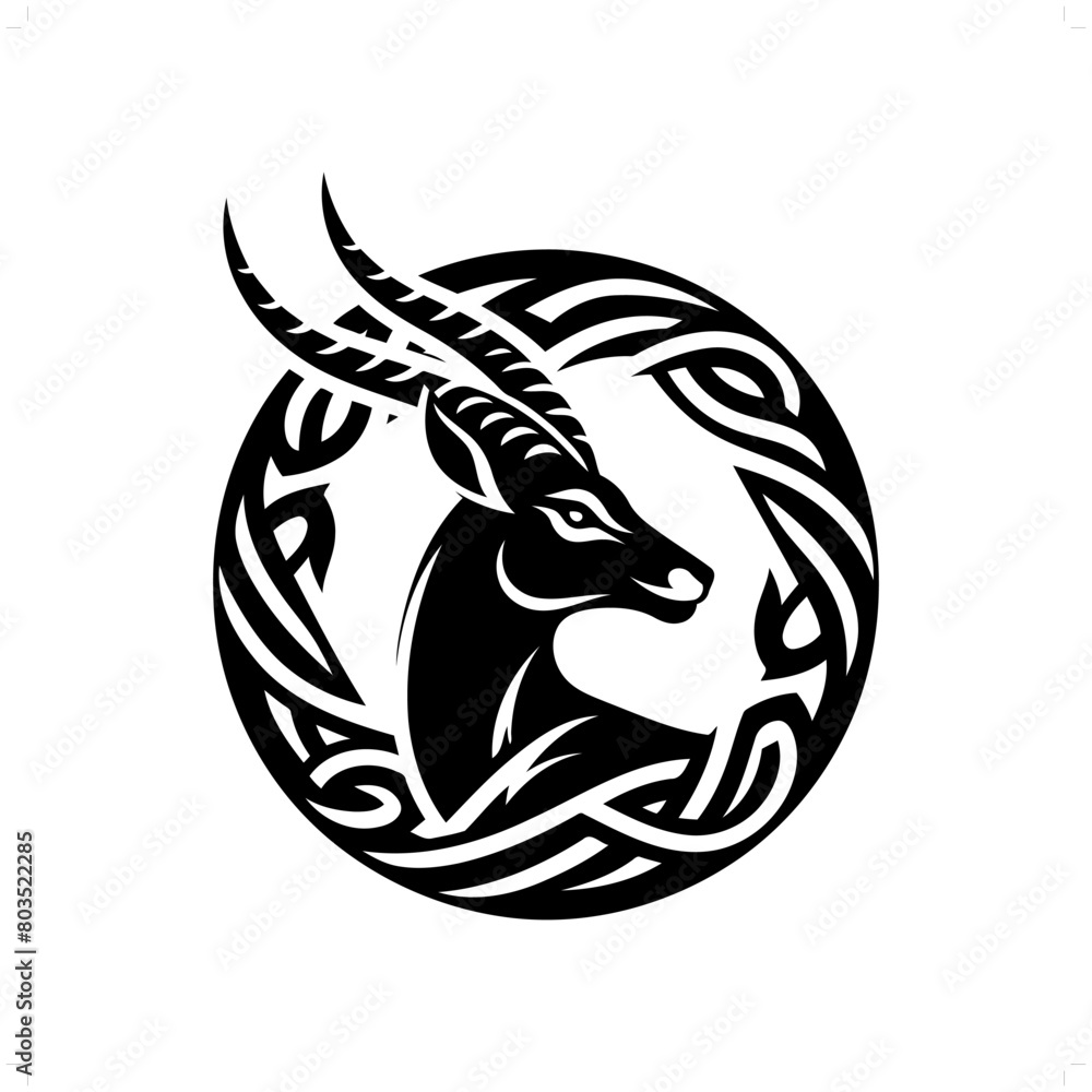 Antelope silhouette in animal celtic knot, irish, nordic illustration