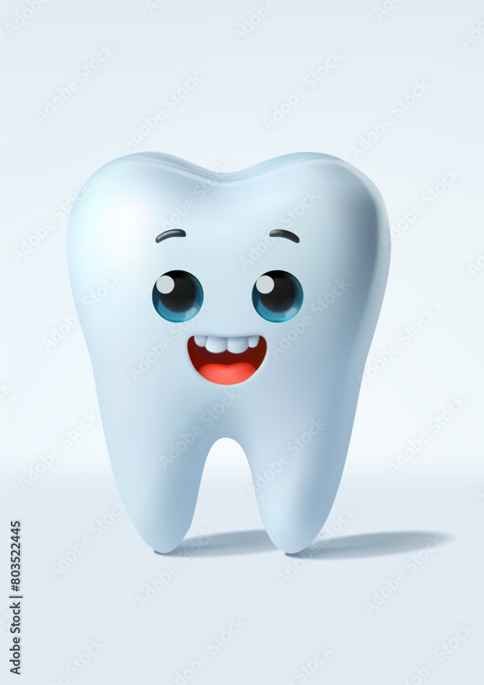 3d Cartoon tooth smiling . vector illustration 3d Cartoon tooth smiling . vector illustration