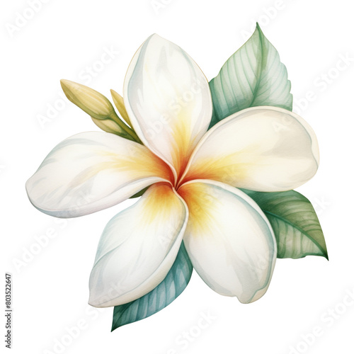 Plumeria Flower Isolated Detailed Watercolor Hand Drawn Painting Illustration