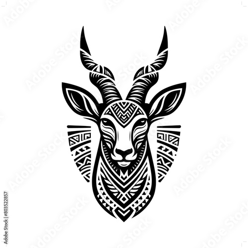 Antelope silhouette in animal ethnic, polynesia tribal illustration