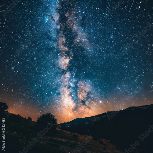 night sky, capturing the Milky Way, shooting stars generative ai