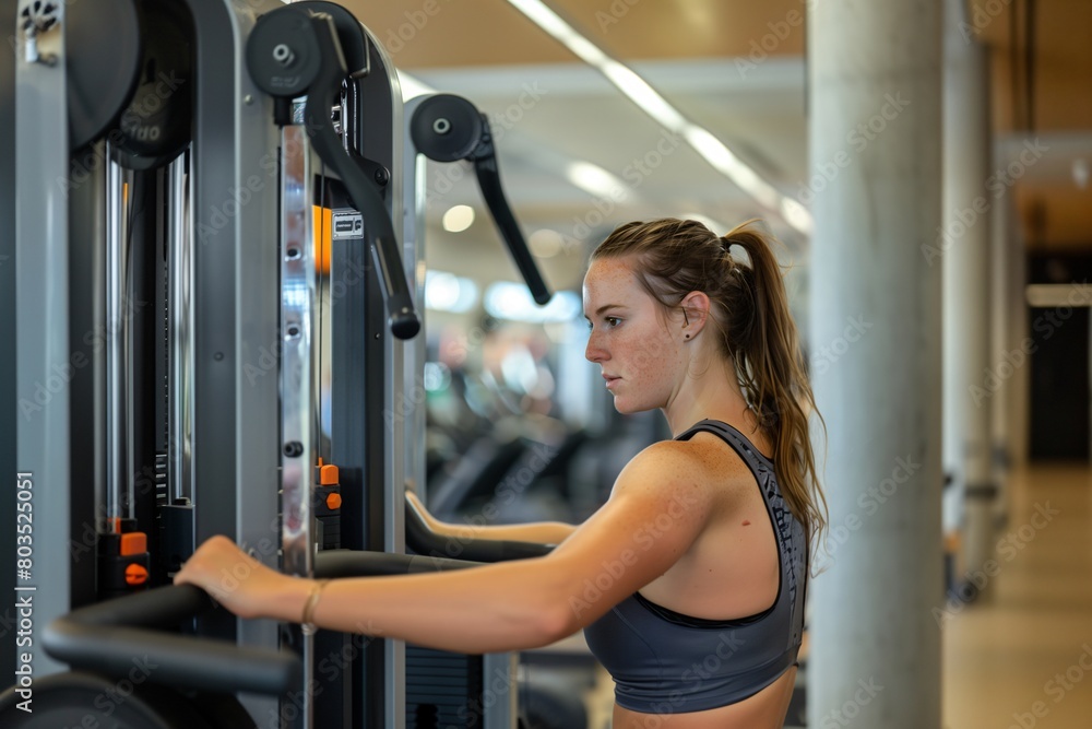 woman exercising in gym woman exercising in gym