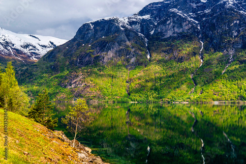  views of the Hjørundfjorden taken from Saebo during springtime, Norway