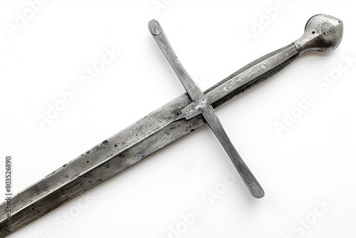 A longsword with a crossguard, isolated on a white background.