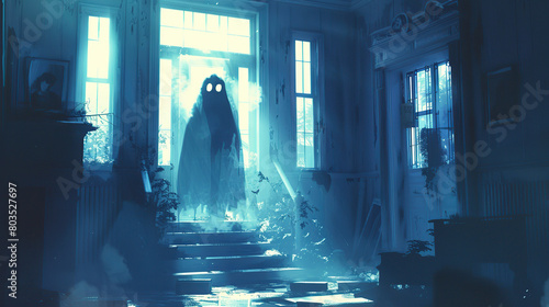 cartoon, ghost, spooky, character, haunted, animation, spectral, apparition, phantom, animated, specter, cute, funny, friendly, animated ghost, ghostly figure, whimsical, playful, spectral being, anim © Eugene