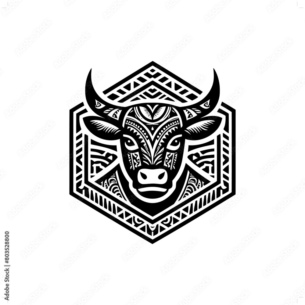 Cow silhouette in animal ethnic, polynesia tribal illustration Cow silhouette in animal ethnic, polynesia tribal illustration