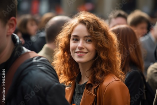 smiling woman with curly red hair © Balaraw