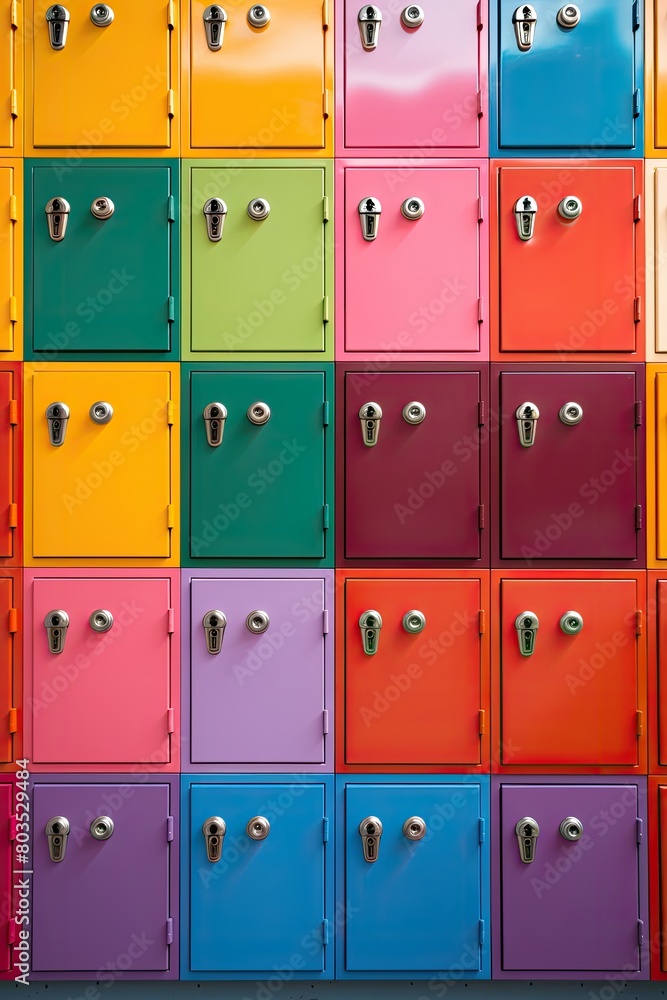 Colorful lockers in a school or office setting