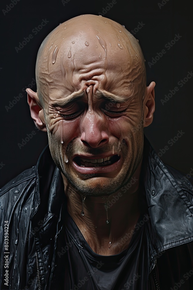 Intense emotional expression of a man Intense emotional expression of a man