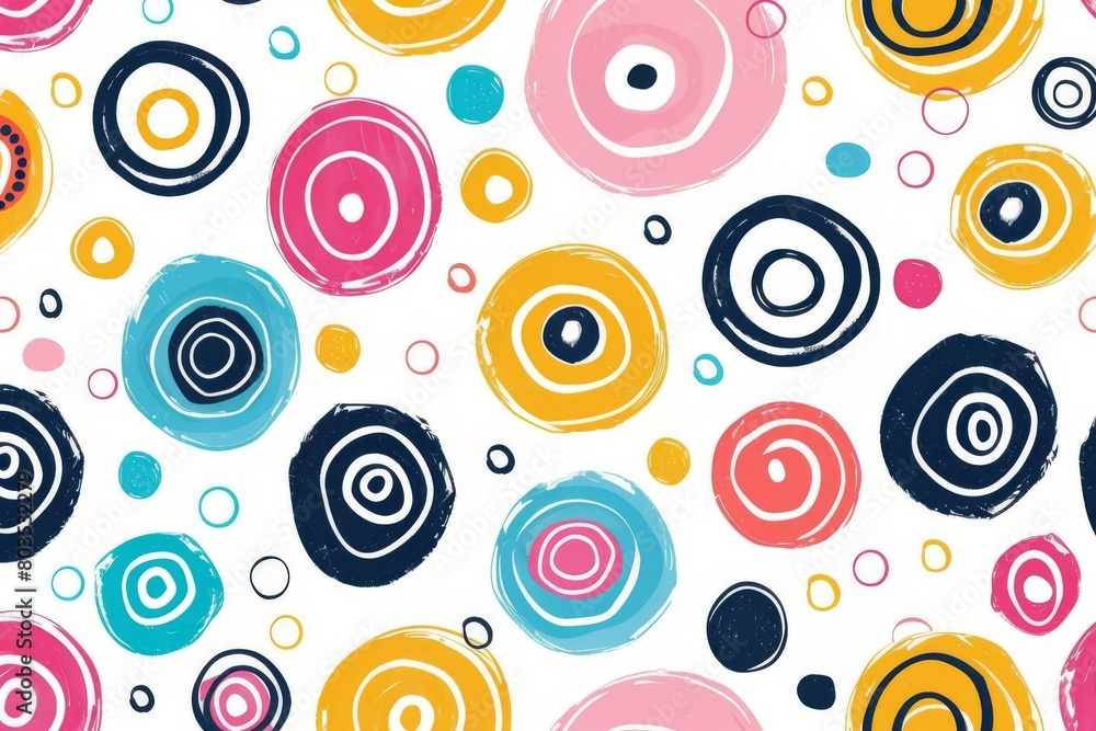fun colorful circle doodle seamless pattern creative minimalist childrens party background