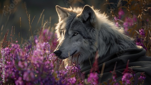 Lupine Elegance, Majestic Wolf Wearing Elegant Cloak . Generative Ai