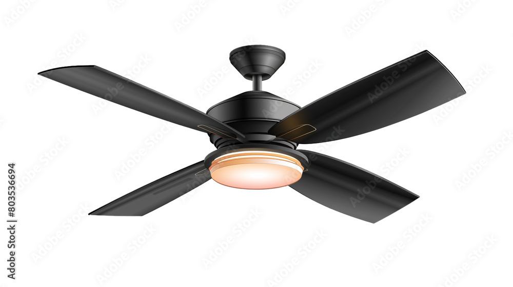 A smart ceiling fan with a light kit on a transparent background. PNG ...