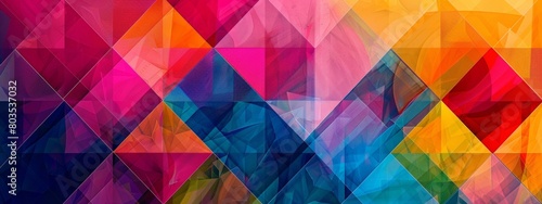 Abstract geometric patterns in vibrant colors for use as backgrounds or overlays.