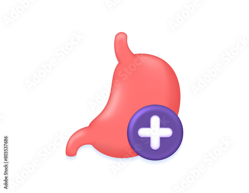 illustration of health symbol with stomach organ. health of the stomach or digestive system. icon or symbol. minimalist 3d illustration design. graphic elements. 3d vector