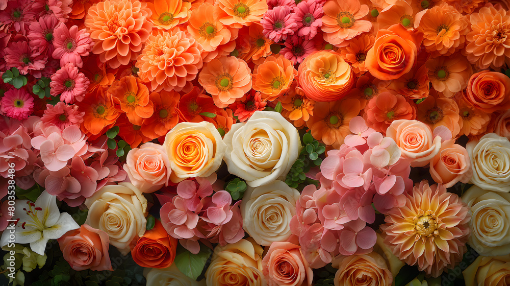 Vibrant Assortment of Roses in Full Bloom - A Floral Background