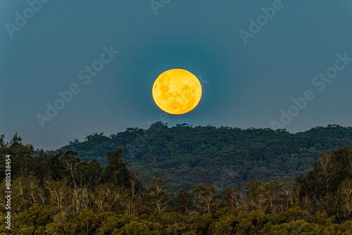 Full moon rising at the waterfront