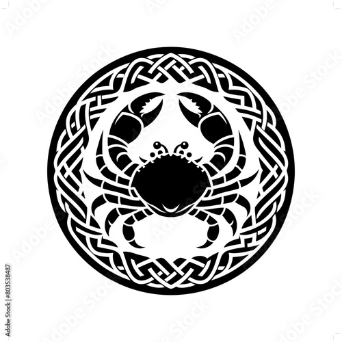 crab silhouette in animal celtic knot, irish, nordic illustration