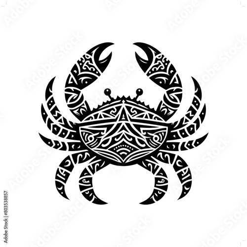 crab silhouette in animal ethnic, polynesia tribal illustration
