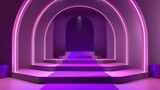 This is a picture of an empty stage with purple lighting.

