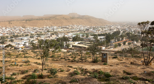 Panorama of modern city Tataouine in southern Tunisia, North Africa photo