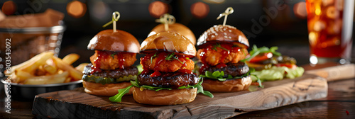 Delightful and Diverse Slider Recipes served with Crispy French Fries and Refreshing Drink