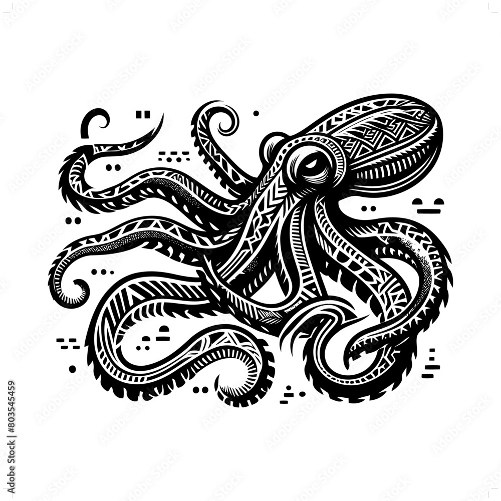 Octopus silhouette in animal ethnic, polynesia tribal illustration Octopus silhouette in animal ethnic, polynesia tribal illustration