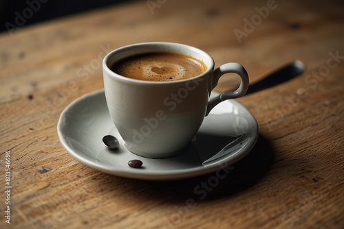 A Cup Of Coffee On A Saucer With A Spoon
