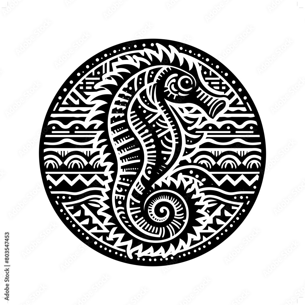 Seahorse silhouette in animal ethnic, polynesia tribal illustration Seahorse silhouette in animal ethnic, polynesia tribal illustration