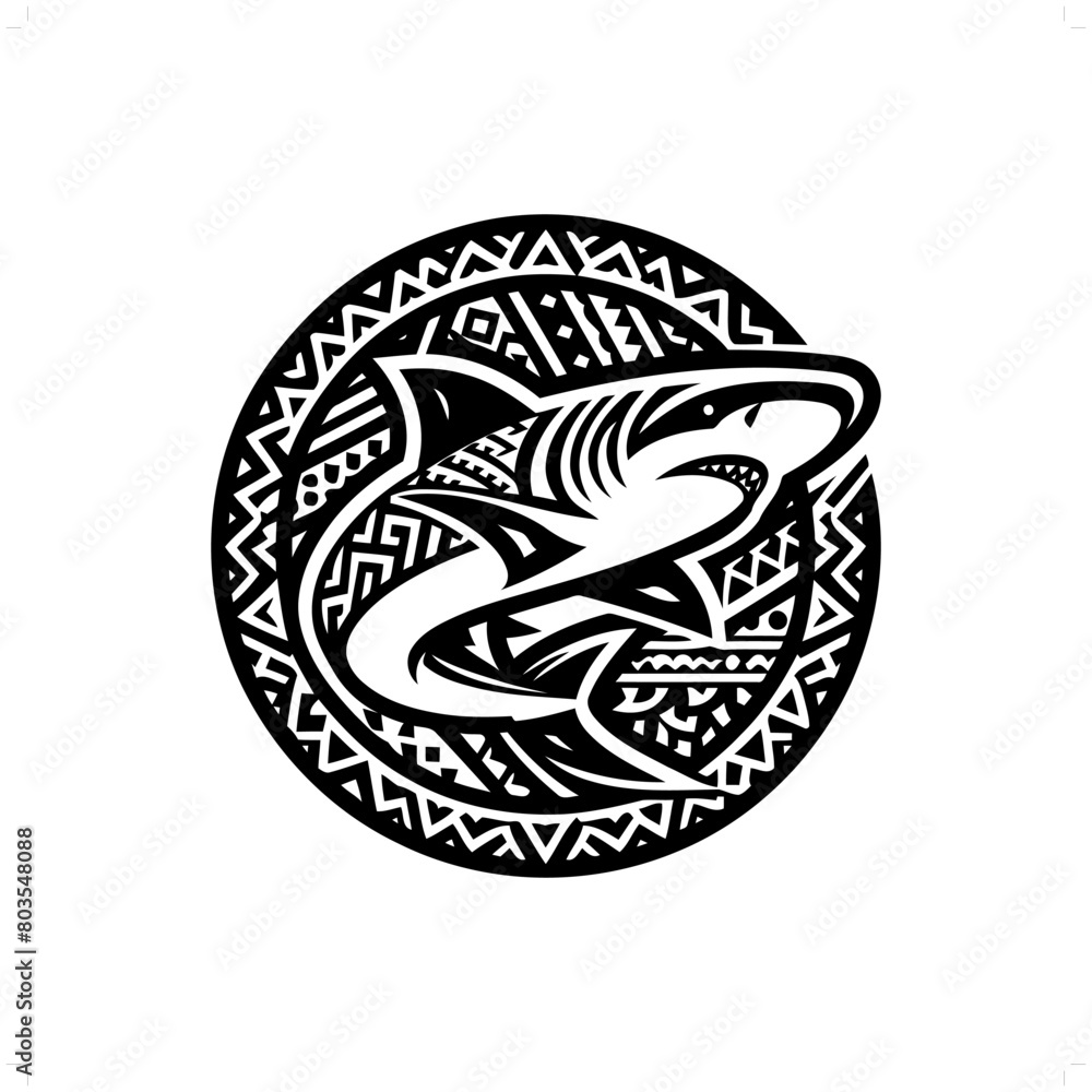 Shark silhouette in animal ethnic, polynesia tribal illustration Shark silhouette in animal ethnic, polynesia tribal illustration