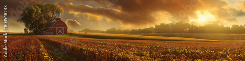 An old barn in a field. Farm landscape