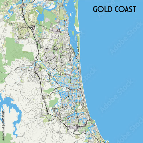 Gold Coast Queensland Australia map poster art