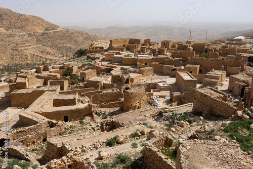 View on small Berber mountain village Toujane near Medenine in Tunisia photo