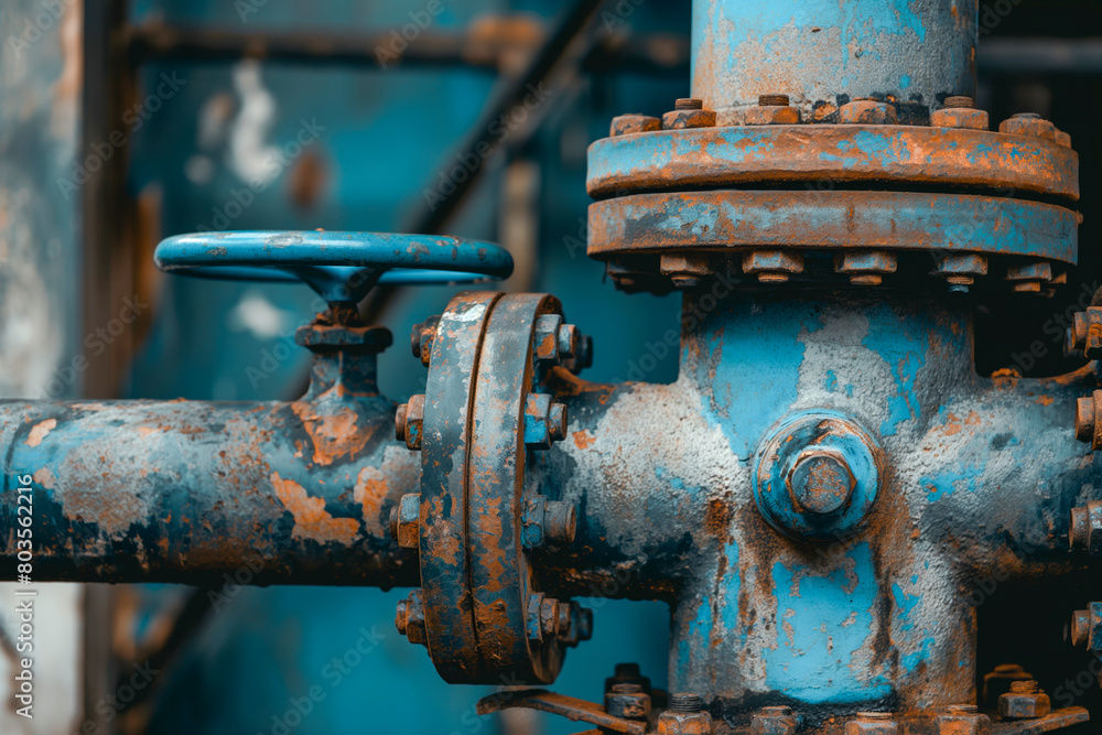 Colorful water pump valves in power substations to supply clean water in large industrial estates. Water pipes and fittings Colorful water pump valves in power substations to supply clean water in large industrial estates. Water pipes and fittings