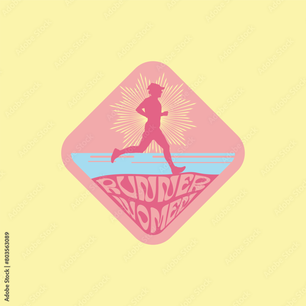 Running marathon logo vector graphic of illustration template on background
