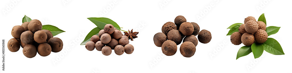 Collection of Allspice isolated on transparent png background. Generative ai Collection of Allspice isolated on transparent png background. Generative ai