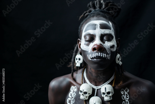 Woman with warrior paint on her skin