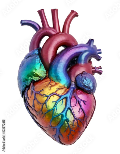 Wallpaper Mural Iridescent anatomical heart with metallic texture PNG transparent, isolated Torontodigital.ca