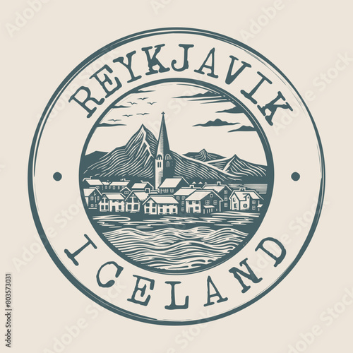 Reykjavik, Iceland Stamp City Postmark. Silhouette Postal Passport. Round Vector Icon. Vintage Postage Design.