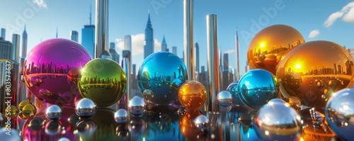 A city of colorful spheres. photo