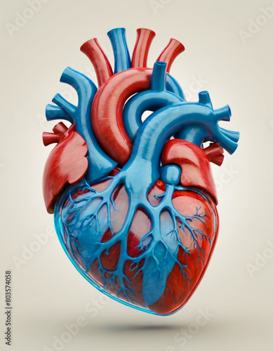 Wallpaper Mural Human heart in blue and red crystal, arteries and veins concept isolated Torontodigital.ca