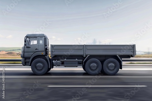side view of gray truck on road realistic 3d vehicle illustration © furyon