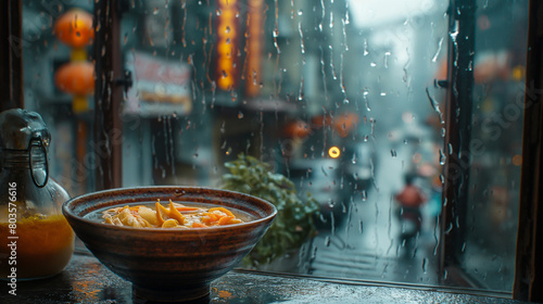 A hot bowl of soup on a rainy day stimulates the appetite.