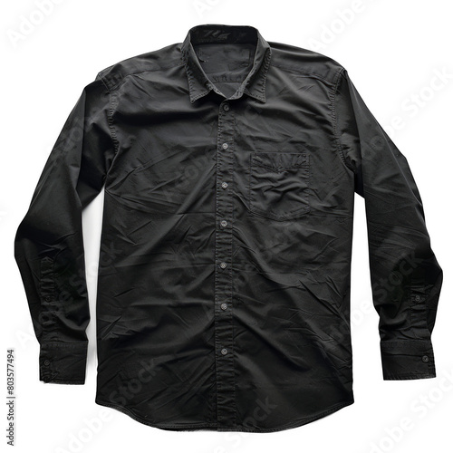 Transparent Background Black Shirt PNG. High-Quality Isolated Apparel Image for Graphic Design.
