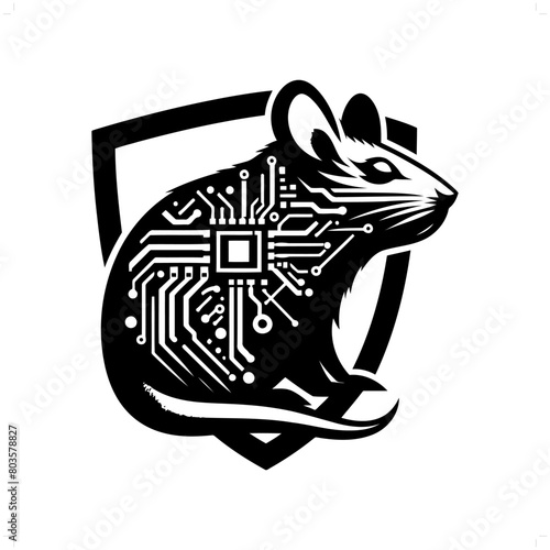 mouse, rat silhouette in animal cyberpunk, modern futuristic illustration
