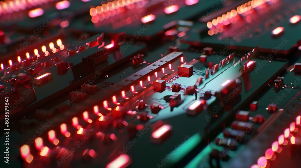 LED light production, close-up, detailed placement of LED chips on circuit boards LED light production, close-up, detailed placement of LED chips on circuit boards