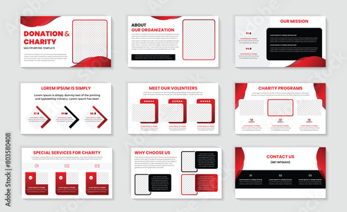 Powerpoint presentation template with PPT slide design for charity event