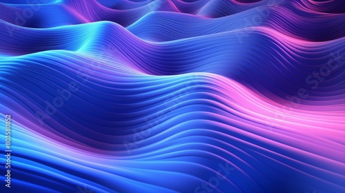 A blue and pink wave with a purple line in the middle, neon background